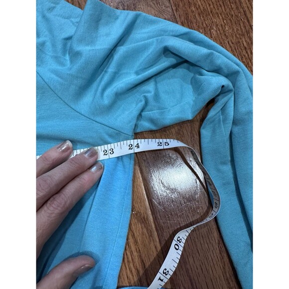 Eileen Fisher Clare Stretchy Jersey Button Down Tunic Blouse Top Medium Aqua - Picture 4 of 6